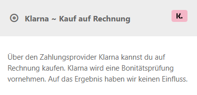 cScreenshot der Zahlungsart Klarna Pay Later