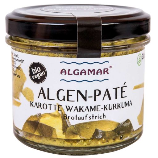 Produktfoto Algamar Algen-Paté Karotte-Wakame-Kurkuma 100 g Glas Vorderseite