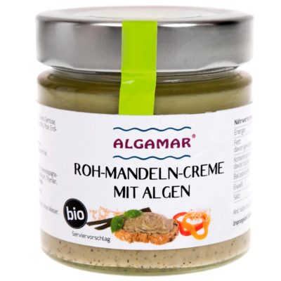Produktfoto Algamar Rohmandelcreme mit Algenpastete mit Algen 180g Glas Voderseite