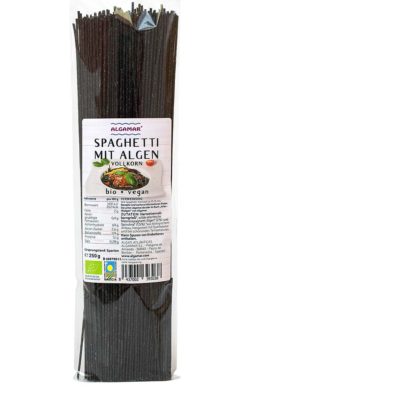 Produktfoto Vollkornspaghetti mit Meeresspaghetti Algen 250g Packung Vorderseite