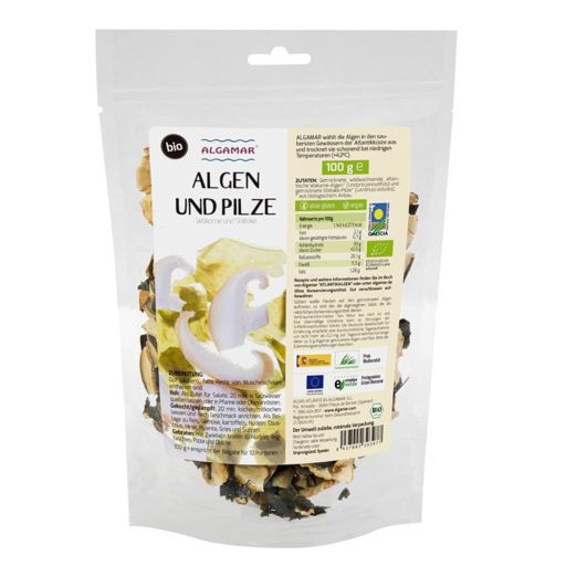 Produktfoto von Wakame Algen mit Shiitake Pilzen 100g Packung Vorderseite