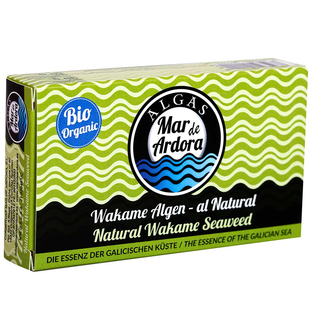Produktfoto Verpackung gekochte Wakamealgen al Natural Alge von Mar de Ardora