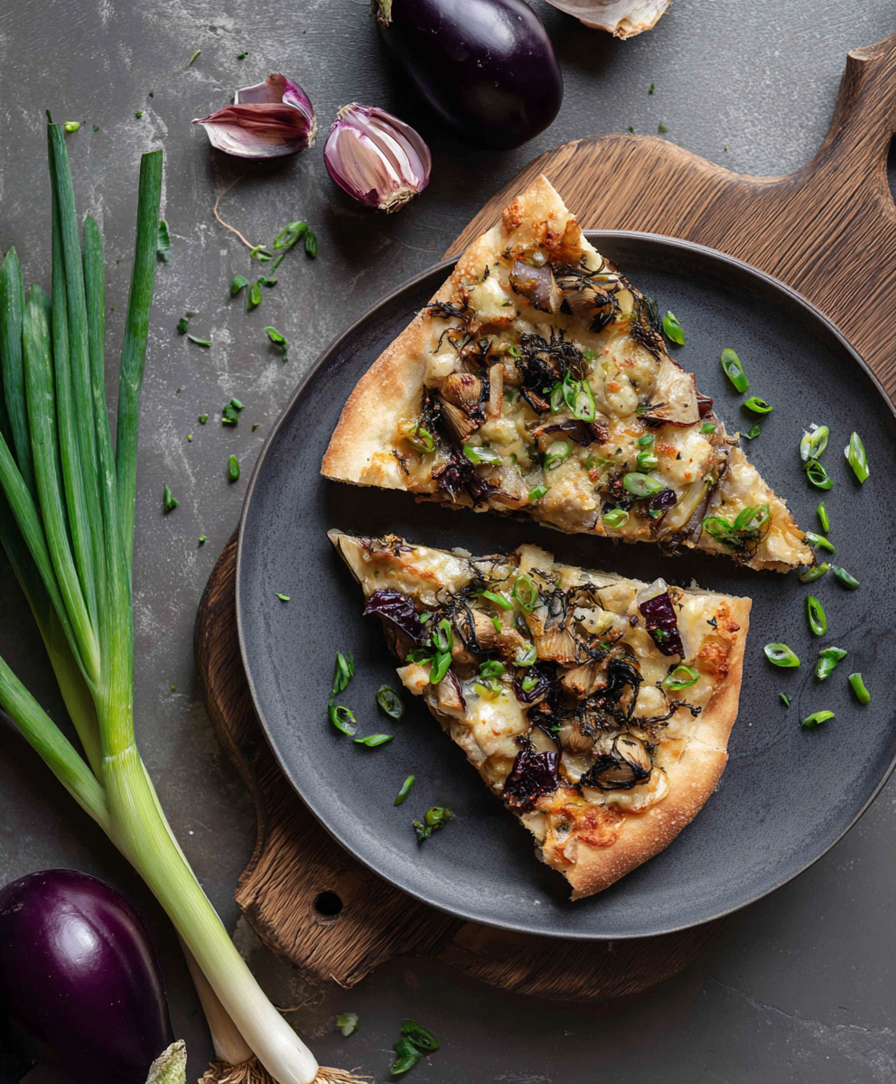 Flammkuchen mit Dulse und Aubergine